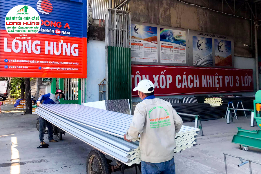 Nhà máy tôn xốp - Xà gồ thép Long Hưng tại Quảng Ngãi- Nơi cung cấp các loại tôn chất lượng với nhiều thương hiệu lớn
