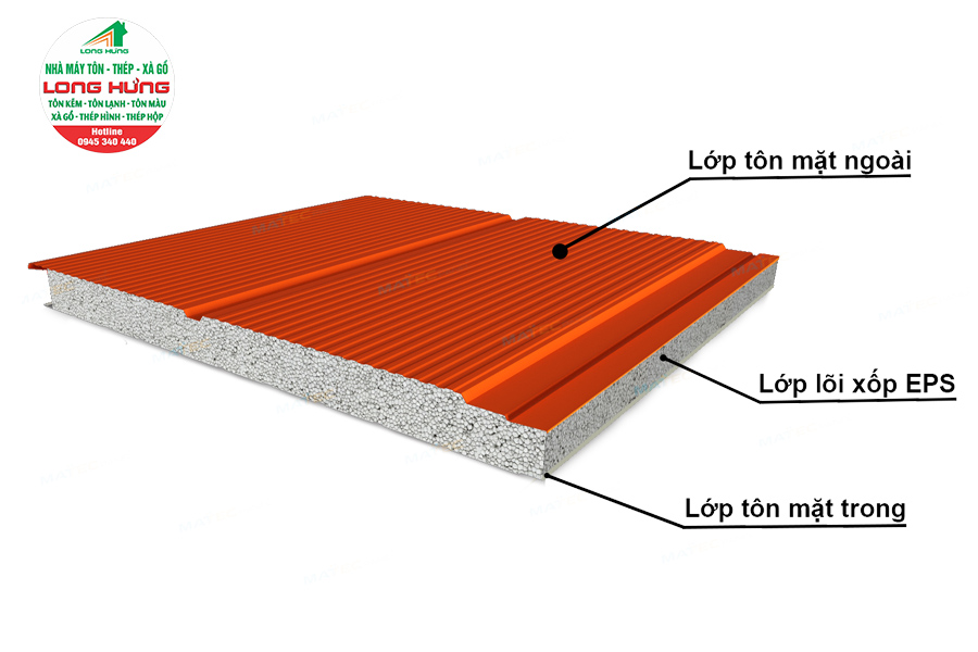 Lớp cách nhiệt mái tôn của tôn xốp được làm từ nhiều chất liệu và phổ biến nhất là chất liệu PU